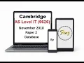 AS Level IT 9626 November 2018 Paper 2 - Database