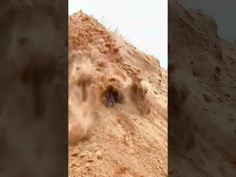 Dump truck got accident 🥺 #heavymachinery #dumptruck #sad #falling #collab #shorts
