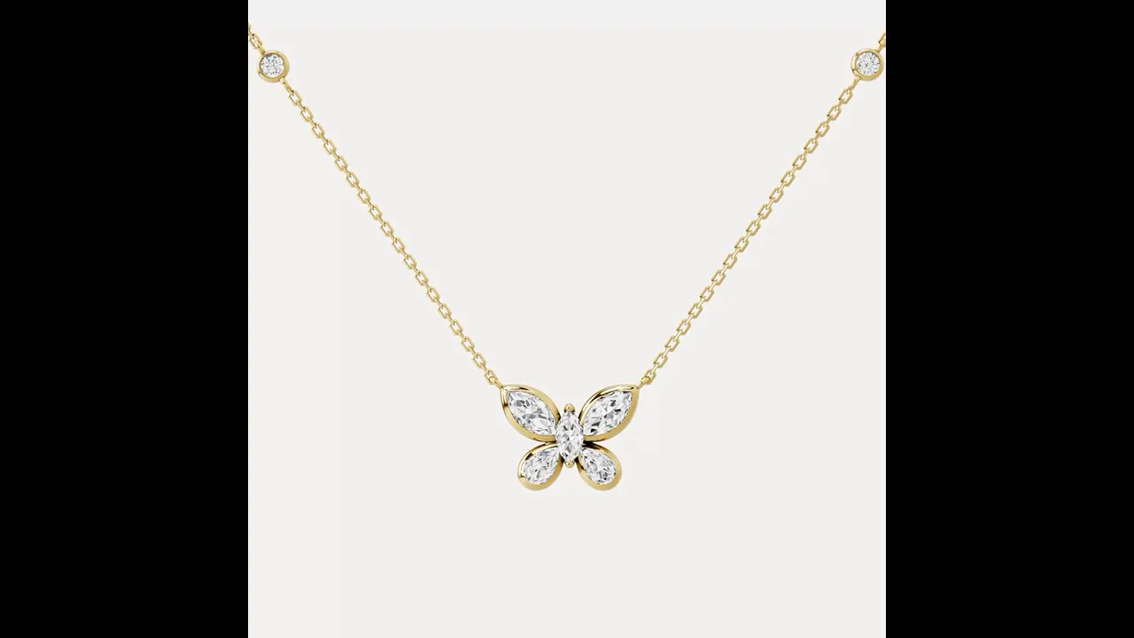 1.2CTW Lab-Grown Diamond Butterfly Pendant Necklace in Sterling Silver
