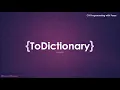 C Extension Method ToDictionary