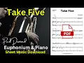 Take Five Paul Desmond Euphonium piano Sheet music duet Digital pdf download