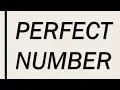 PERFECT NUMBER