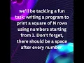 Python Magic Print a Square of Numbers in 1 Minute Day 6 Challenge