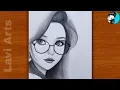 How to draw a Girl With Glasses Step By Step Easy girl drawing for beginners Lavi arts