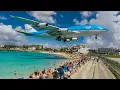 Download Lagu LOW LANDINGS and JETBLASTS at ST. MAARTEN and Skiathos - Boeing 747, B757, A340 ... ✈️