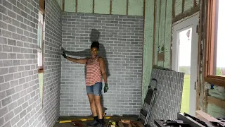FAUX BRICK WALL PANELS UPDATE DIY TINY HOUSE ON WHEELS BY VGW ONE DESIGNS MENARDS FIND