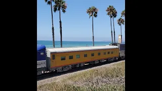19 PRS Excursion 556 The PV National Forum running along the surfline on Amtrak 1573 580