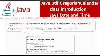 Java util GregorianCalendar class Introduction Java Date and Time Date and Time in java