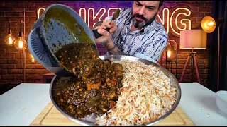 الشبزي العراقي البصراوي الحار او السبزي موكبانغ Spicy Iraqi Basrawi Shabzi Mukbang Eating Show