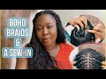 Boho Braids in Front Sew-in in Back