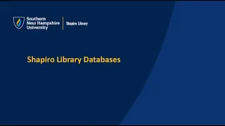 Shapiro Library Databases Overview