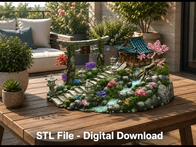 Japanese Sakura Shrine Garden STL File for 3D Print video thumbnail