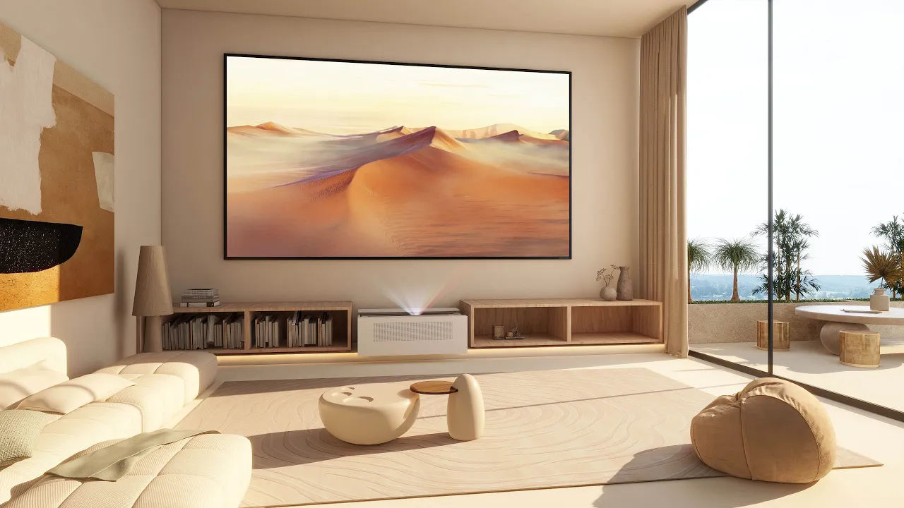 projection screen Vividstorm — VIVIDSTORM - Hidden Projector Home Theater (YouTube video ad)