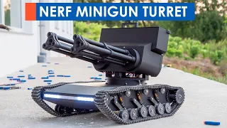 3D Printed RC Tank with Double Barrel Nerf Minigun Turret