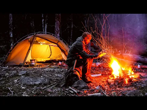 Download MP3 Camping With Tent In Forest With Rain - Solo Overnight Camping