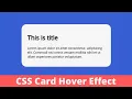 CSS Card Hover Animation