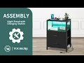 Yoobure Nightstand with Charging Station LED Night Stand with Fabric Drawers Assembly