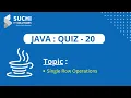 Java Quiz 20 Single Row Operations