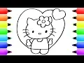 GLITTER HELLO KITTY Coloring Pages Learn Colors for Kids Drawing