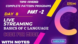 Lecture 8 C language Basic Pattern Programs Using For loop Pattern Programs With Code Part-2