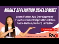 Learn Flutter App Development How to Widgets CheckBox Radio Button Switch in Flutter