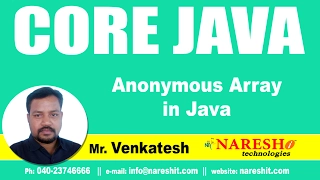 Anonymous Array in Java Core Java Tutorial Mr Venkatesh