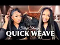 How To Silky Straight Quick Weave With Middle Part Leave Out Tutorial Beginner Friendly