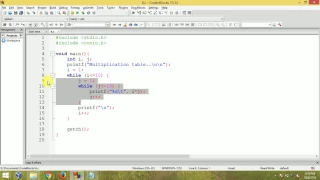 C Programming - Multiplication table using nested while loop