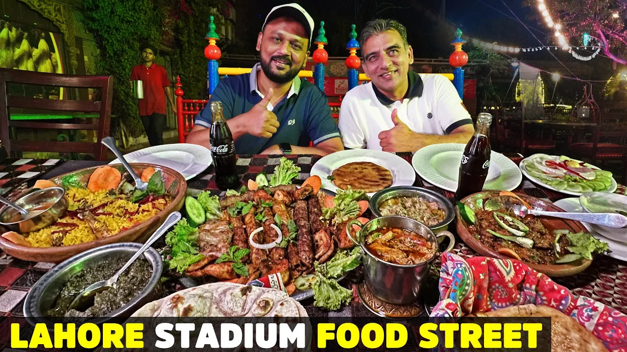 Lahore   Food Street of Gaddafi Stadium with an old Friend   Delicious Sajji, BBQ, Kabab Taka tak