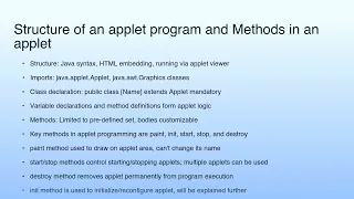 Short Summary Lecture 05 Java Applet Programming