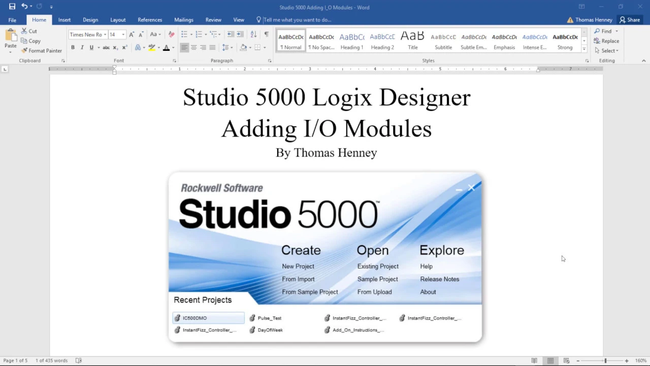 Outline Video 2. Adding I O Modules