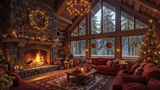 Relaxing Christmas Jazz Music Cozy Christmas Cabin Ambience Warm Fireplace Crackling For Calm 