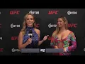 Laura Sanko in blue and black satin halter top ft Addison Rae at UFC 264 7-10-21