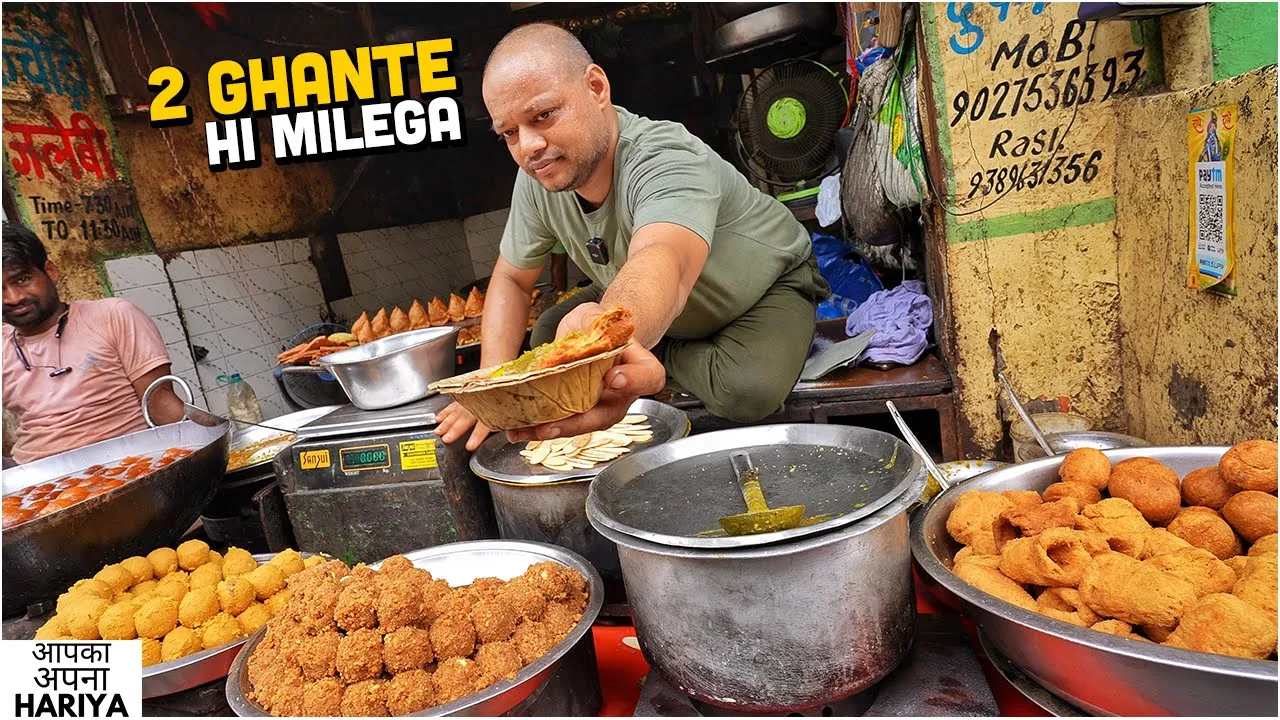 Indian Street Food in VRINDAVAN   Hathras Jumbo Paratha, Chatkara Chaat Chopati, Shankar Rabdi