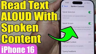 IPhone 16 16 Pro Max How To Read Text ALOUD With Spoken Content 