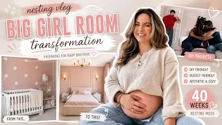 Nest With Me at 40 Weeks Pregnant | Little Girl Bedroom Makeover & Room Makeover Ideas For Girls ✨