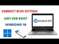 HP EliteBook 820 BIOS Settings For UEFI USB Boot Install Windows 10