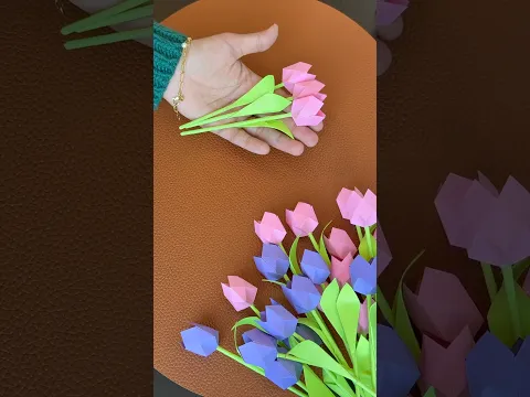 How To Make Small Paper Tulip Flower - Paper Craft #shorts