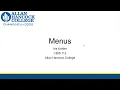 CBIS 112 Menus