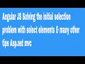 Angular JS Solving the initial selection problem with select elements many other tips