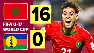 ملخص مباراة المغرب وكاليدونيا 16 0 اليوم أهداف مباراة المغرب وكاليدونيا كأس العالم أقل من 17 سنة 