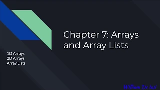 Java Chapter 7 Arrays Presentation - William De Iasi