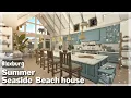 BLOXBURG Summer Seaside Beach Home Speedbuild interior full tour Roblox House Build
