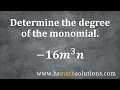 Determining the Degree of a Monomial Example