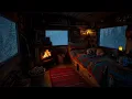 Cozy Wooden Cabin in a Heavy Snowstorm ❄️ Crackling Fireplace & Howling Wind Sounds for Deep Sleep