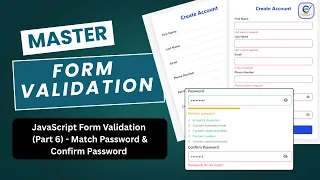 Match Password Confirm Password JavaScript Form Validation Part 6