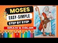 How to Draw Moses Easy Dividing the Red Sea with 10 Commandments