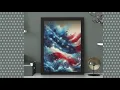 American Flag Water Art Print Patriotic Waves Decor Red White Blue Ocean Movement Digital Art