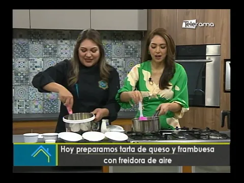 Hoy preparamos tarta de queso y frambuesa con freidora de aire