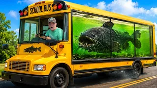 I Built A School Bus Fish Aquarium For The Pond Monster!!